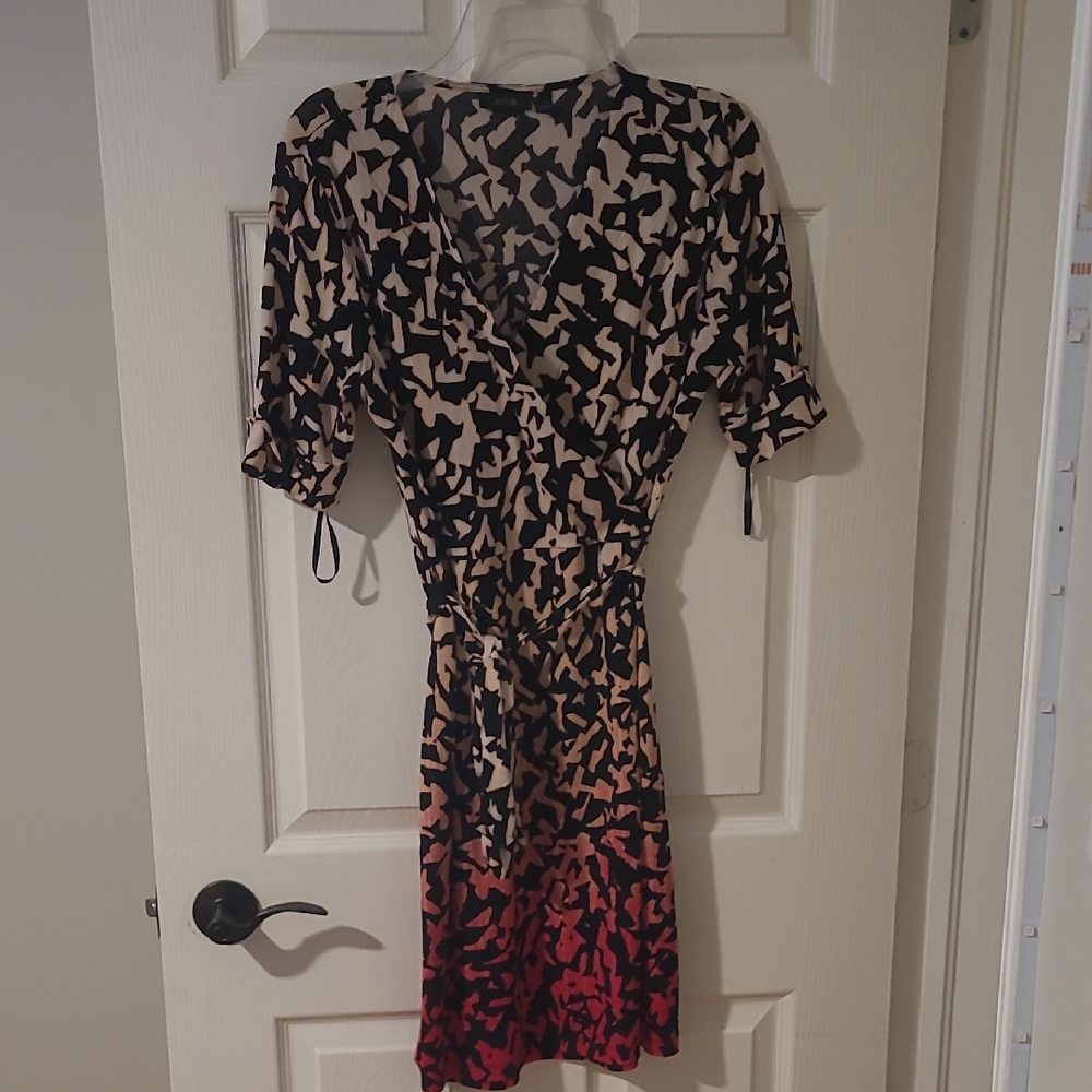 Apt. 9 Black and Red Abstract Midi Dress